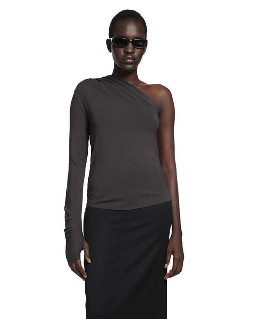 Thom Krom Black Stretch Viscose Off-Shoulder Top