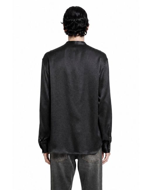 Giorgio Armani Black Hammered Silk Satin Shirt for men