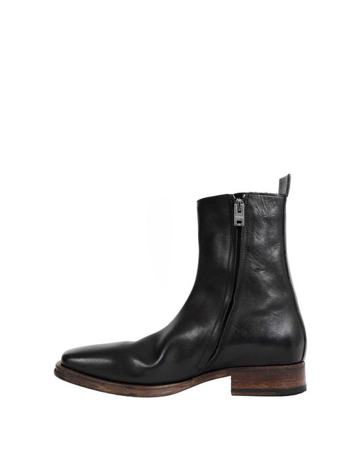Acne Black Leather Ankle Boots for men