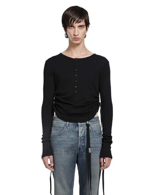 Ann Demeulemeester Black Hamar Wrinkled Serafino Top for men