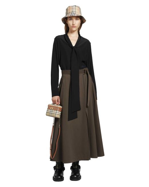 Burberry Black Silk Crepe De Chine Scarf Blouse