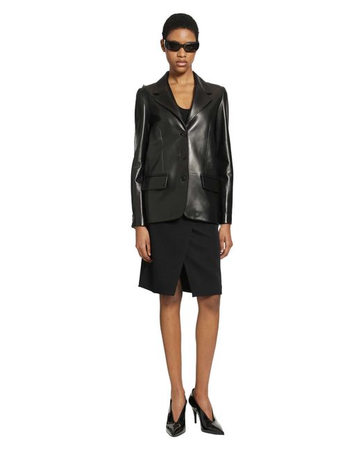 Gucci Black Leather Blazer