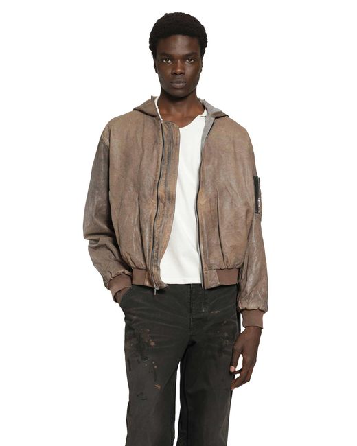 ALEXANDER DIGENOVA Brown Leather Bomber Jacket for men