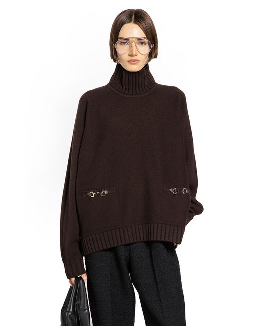 Gucci Black Wool Cashmere Horsebit Turtleneck Sweater