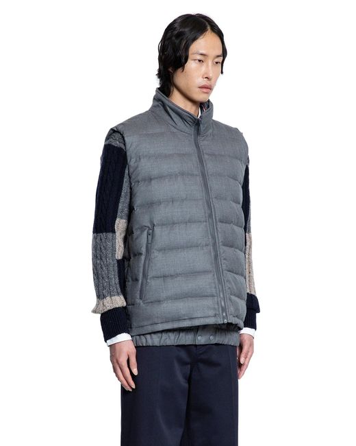 Thom Browne Blue Down Filled Super 120's Twill Ski Vest for men