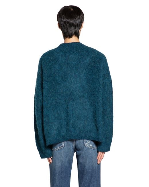 Martine Rose Joker Brushed Mohair V-Neck Jumper in Blue for Men | Lyst