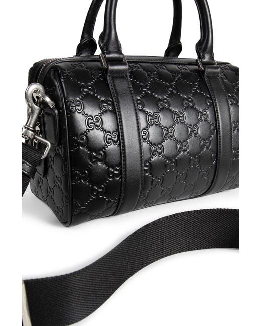 Gucci Black Gg Emblem Small Leather Duffle Bag for men