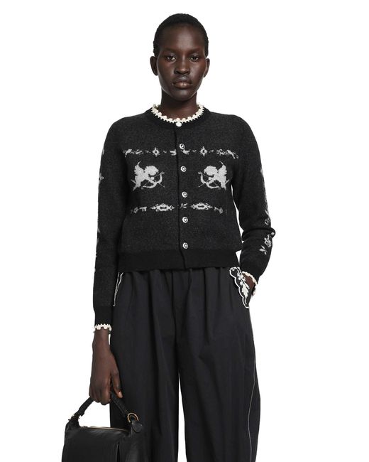 Renli Su Black Romantic Angel Wool Cardigan