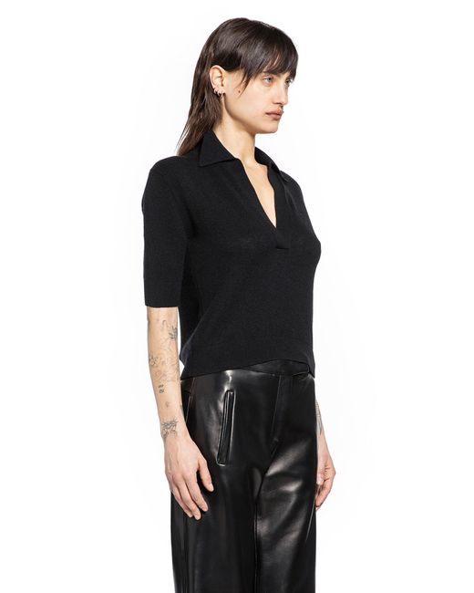 Khaite Black Shrunken Jo Knit Polo