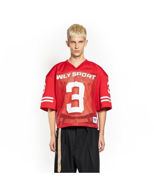 Willy Chavarria Red Polyester Mesh Football Jersey for men