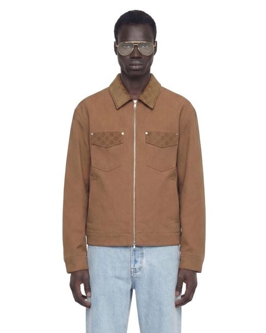 Gucci Brown Heavy Cotton Canvas Overshirt for men