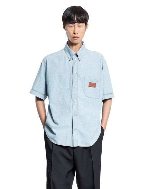 Fendi Blue Shirt In Chambray for men