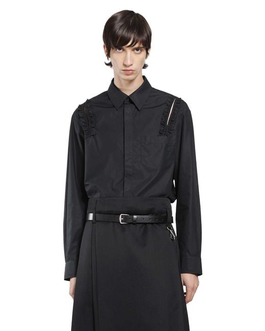 Simone Rocha Black Ruffle Slash Shirt for men