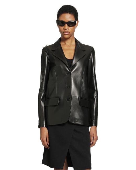 Gucci Black Leather Blazer