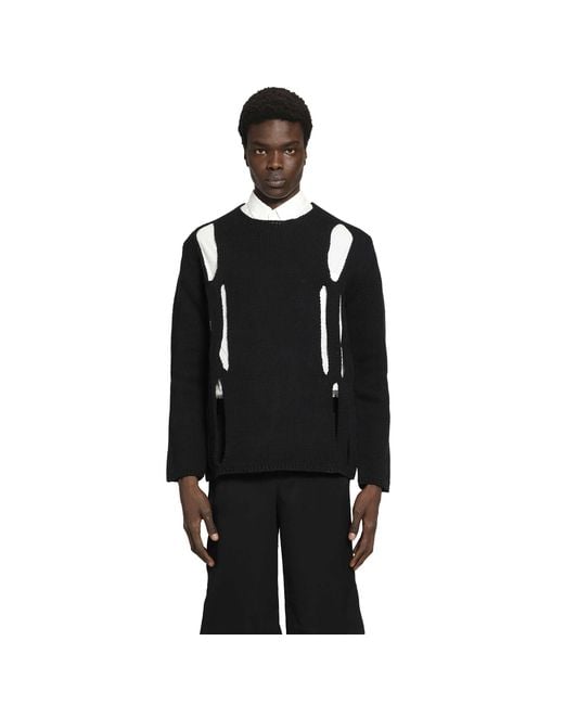 Comme des Garçons Black Cut-Out Knitted Sweater for men