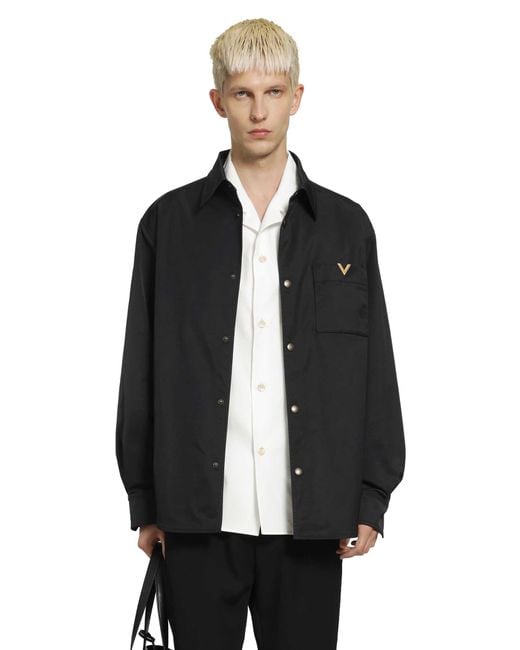 Valentino Black Vgold Nylon Shirt Jacket for men