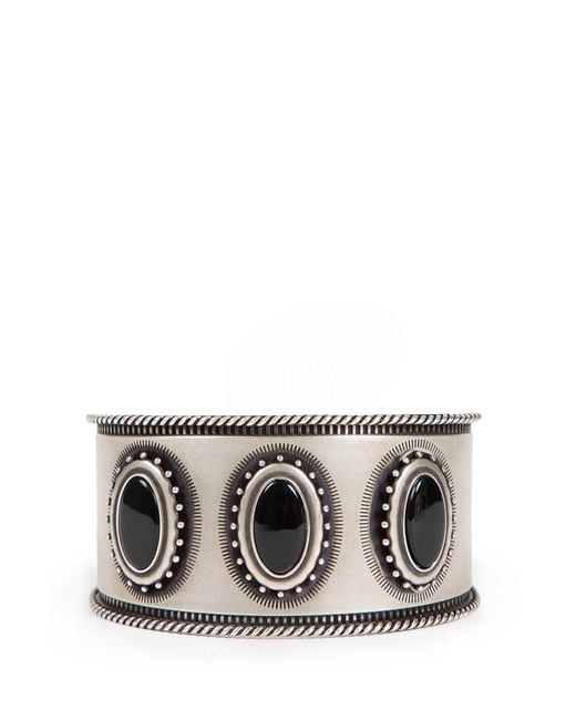 Ann Demeulemeester Gray Luba Small Cabochon Engraved Cuff Bracelet for men
