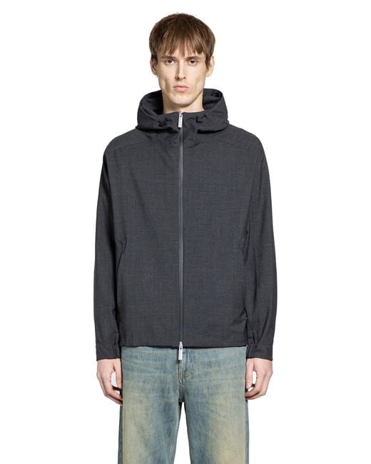 Laminar Black Wool Touch Hooded Jacket for men