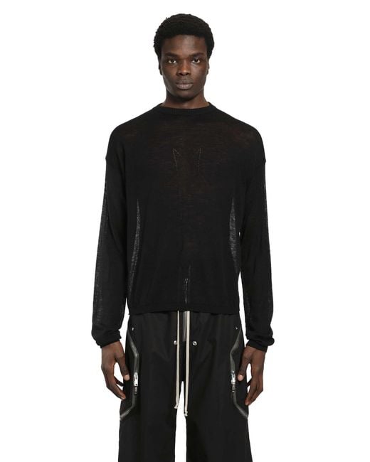 Rick Owens Black Temple Sheer Sweater for men