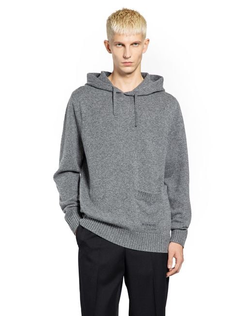 Givenchy Gray Hooded Knitted Sweater for men