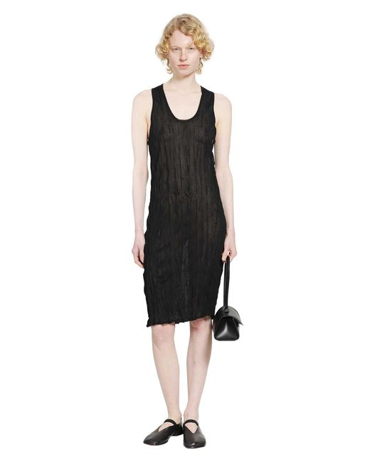 Totême Black Crinkled Knit Tank Dress