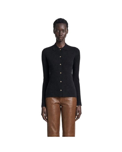 Max Mara Black Woollen Yarn Fitted Cardigan