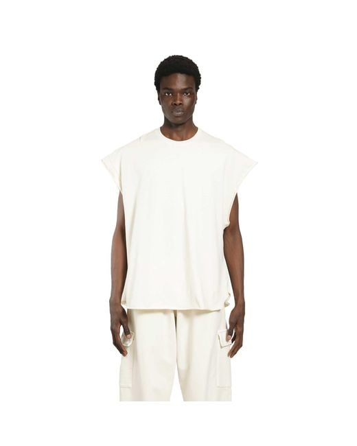 Roadless White Sleeveless Cotton Jersey T-Shirt for men