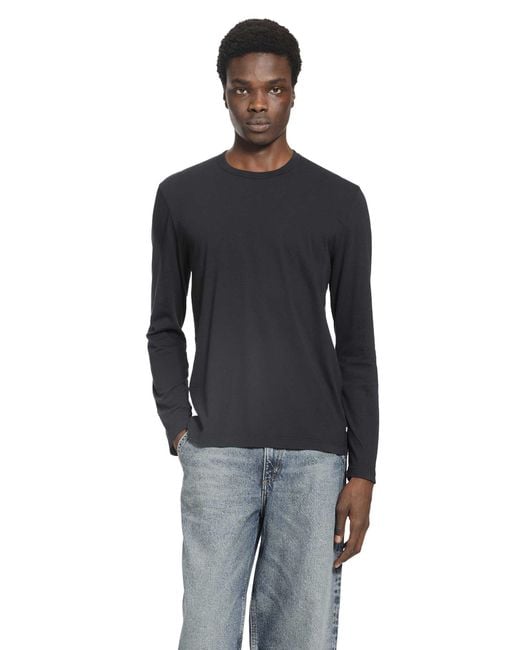 James Perse Black Long Sleeve Crewneck T-Shirt for men