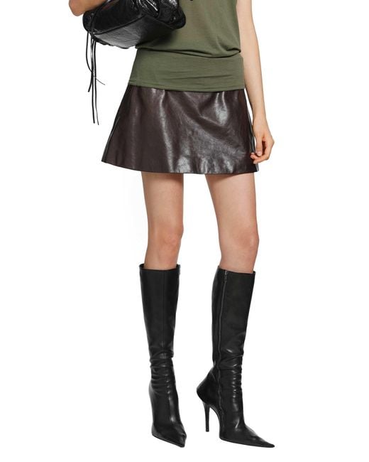 Balenciaga Black Leather Mini Skirt