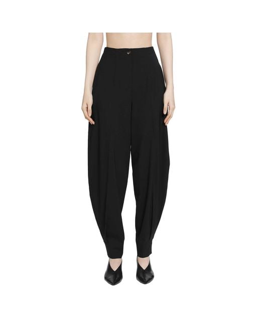RETORI Black Stretch Wool Barrel Pants