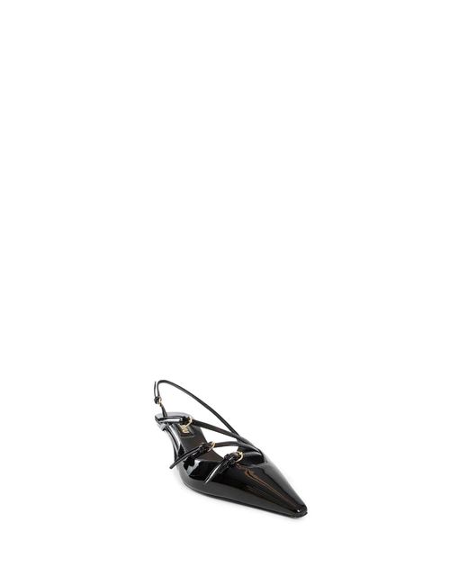Miu Miu Black Patent Leather Slingbacks With Buckles