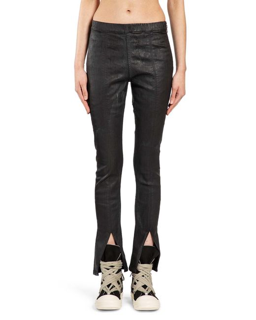 Rick Owens Black Temple Slit Front Leggings
