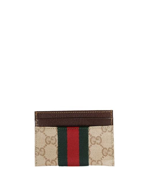 Gucci Brown Coated Gg Canvas Card Holder for men