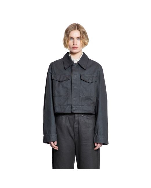 Lemaire Blue Trucker Jacket Shiny Coated Denim