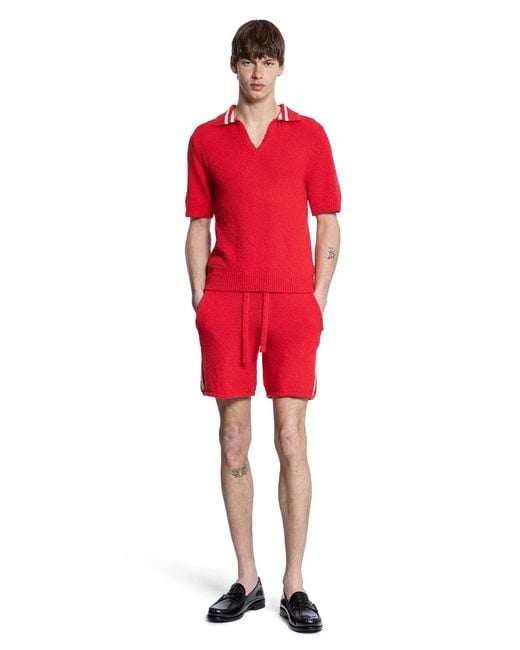 Laneus Red Stretch Cotton Nylon Knit Shorts for men