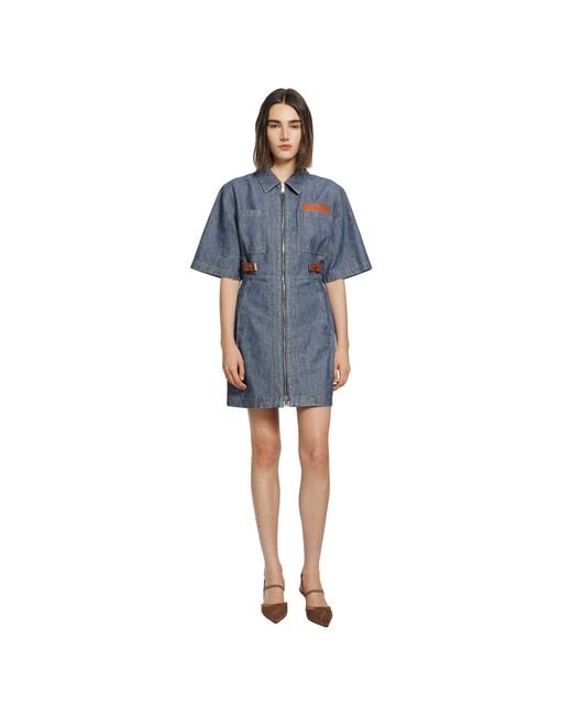 Fendi Blue Chambray Denim Shirt Dress