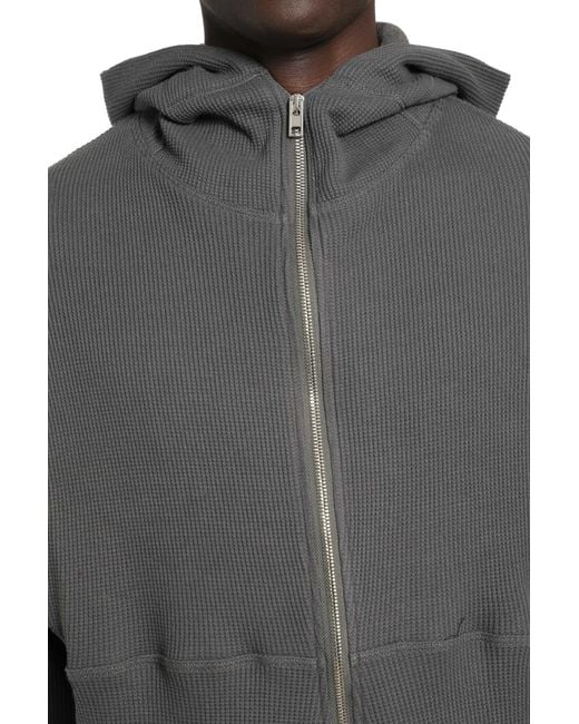 BRYAN JIMENE`Z Gray Thermal Zip-Up Hoodie for men