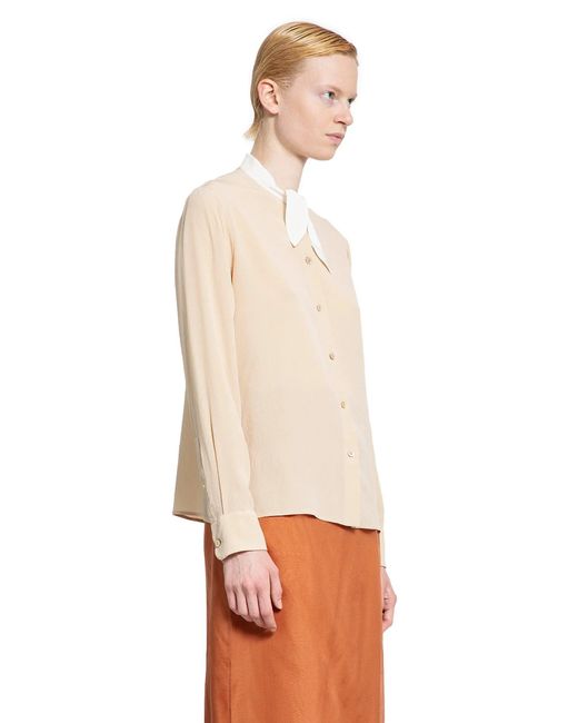 Prada Natural Lavallière Crêpe De Chine Shirt