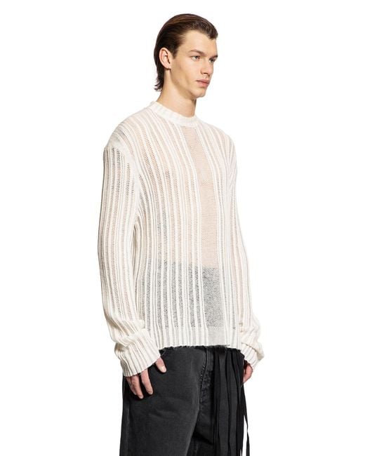 Ann Demeulemeester Natural Brushed Cotton Cashmere Silk Knit for men
