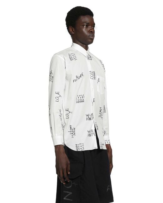 Comme des Garçons White Slogan Shirt for men
