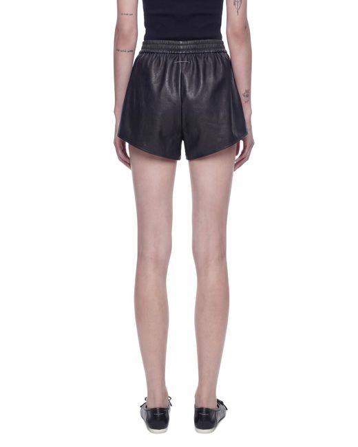 MM6 by Maison Margiela Black Crackled Faux Leather Shorts