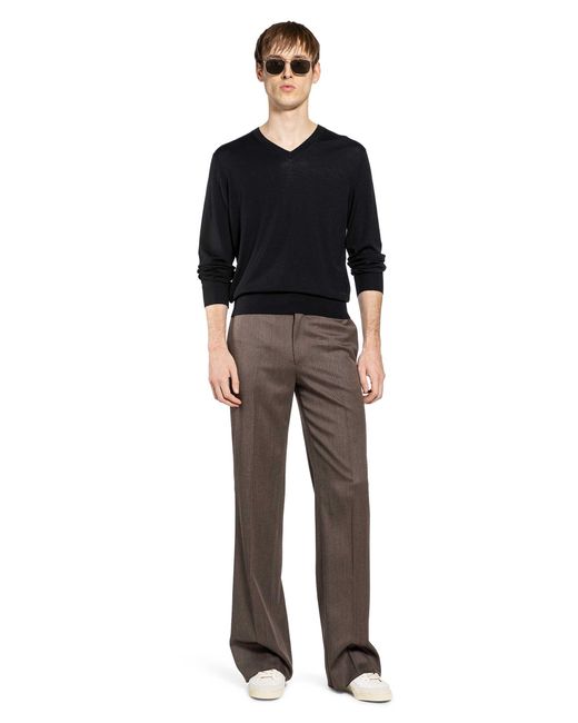 Tom Ford Black Wool V-Neck Sweater for men