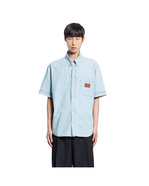 Fendi Blue Shirt In Chambray for men