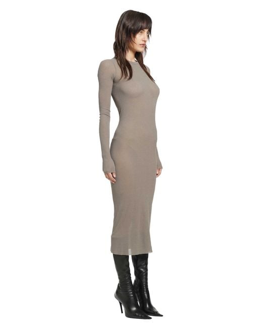 Rick Owens Brown Temple Rib Long Sleeves Dress
