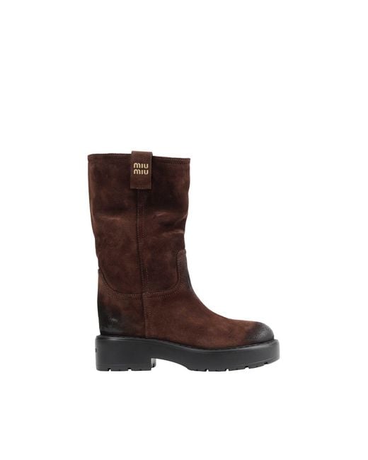 Miu Miu Brown Foule Suede Boots