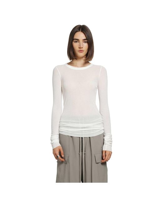 Rick Owens White Tower Rib Ls T