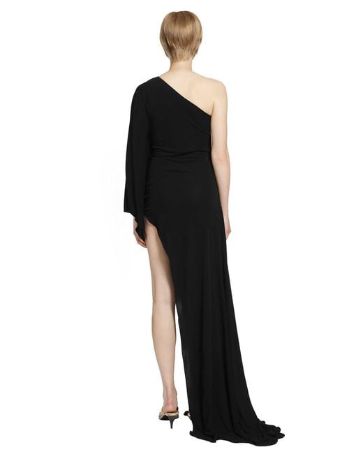 Gucci Black Asymmetric Viscose Jersey Long Dress
