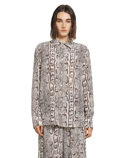 Balenciaga Brown Python Print Silk Shirt