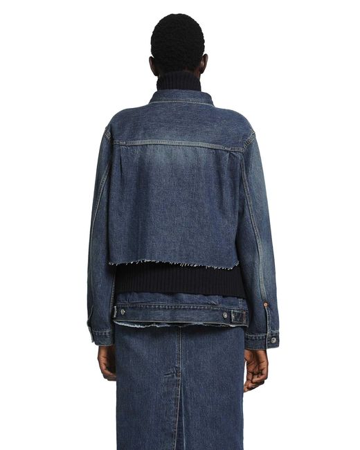 Sacai Blue Denim X Wool Knit Jacket