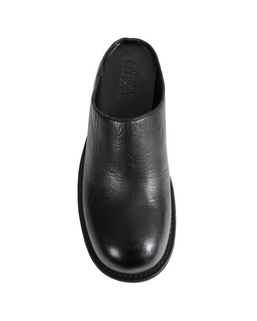 MM6 by Maison Margiela Black Leather Slippers for men